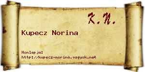 Kupecz Norina névjegykártya